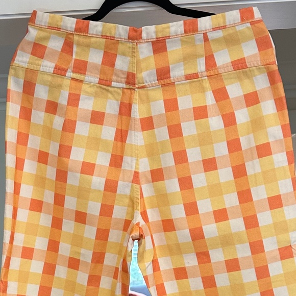 Free People "She's All That" Yellow/Orange Plaid Summer Pants - Size 12 - Picture 11 of 16
